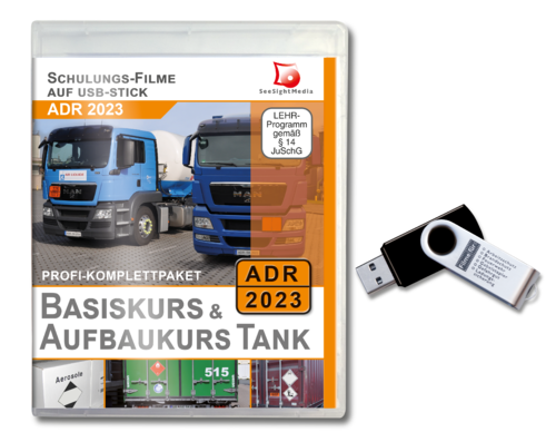 Basiskurs + Aufbaukurs Tank - Gefahrgut Film-Paket 8.2 ADR 2023 - USB - UPGRADE von 2019 oder älter